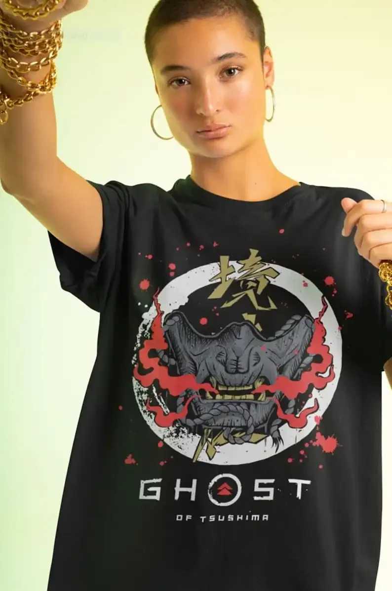 Ghost of Tsushima T-shirts Jin Sakai T-Shirt Sakai Clan Japan T Shirt Clothing Gift Ideas Oni T-Shirt Unisex Shirt X250213