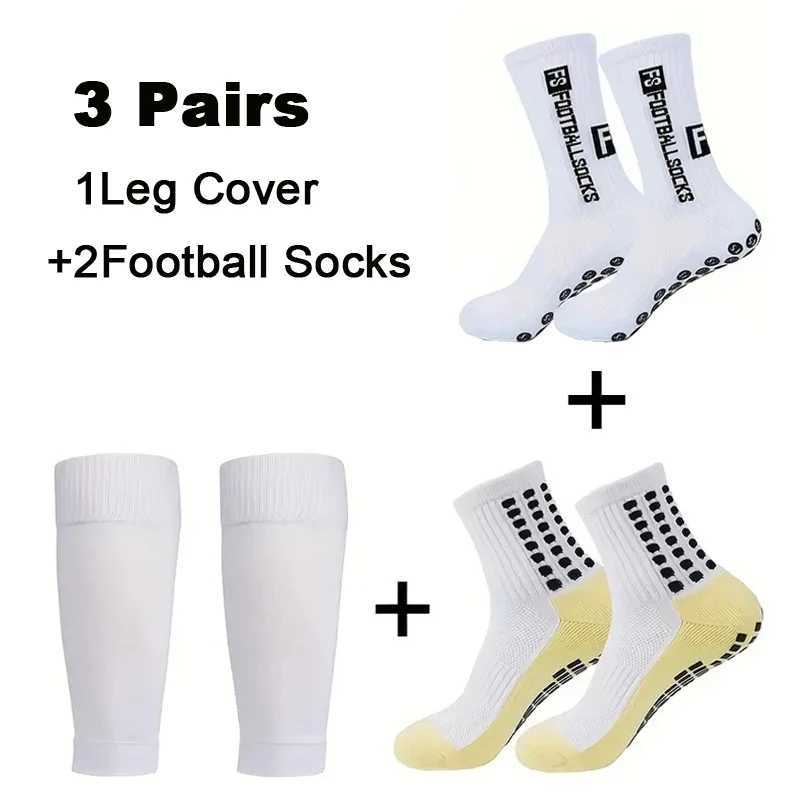 3 Pairs Set Men Grip Soccer Socks and Knee Pads Calf Sleeves Adult Youth Non Slip Leg Shin Guards for Basketball Football SportsXJ250213