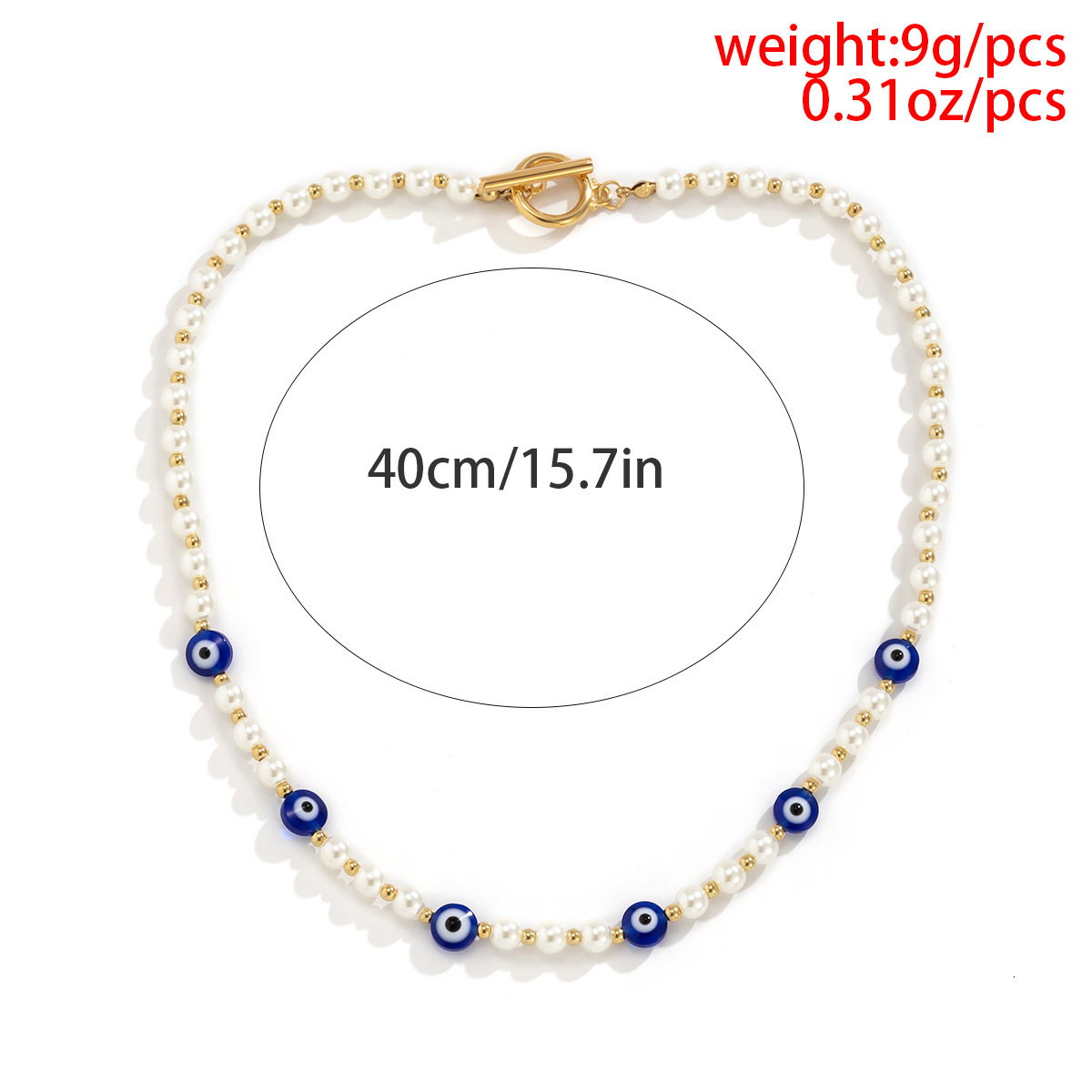 fashion Jewelry geometric minimalist OT buckle single layer clavicle chain splicing imitation pearl eye necklace