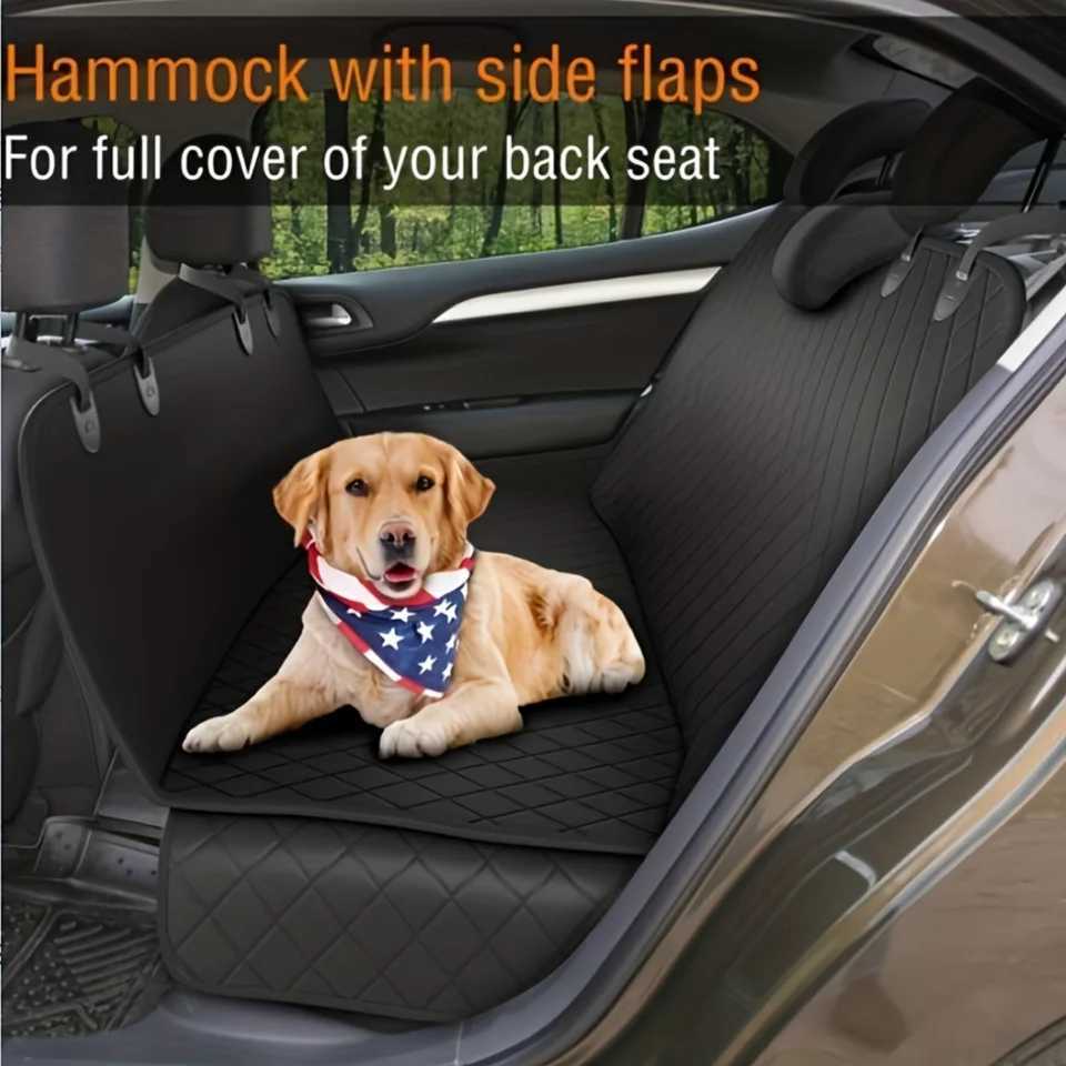 Dog Car Seat Covers Universal pet car seat cover with side flaps - waterproof pendant and bench style for rear seat protection - durable anti slip V-s