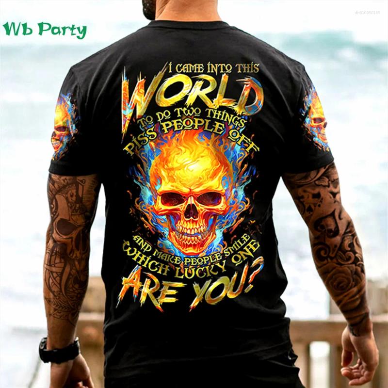 Men's T Shirts Skull Pattern Back Print Clothes Men Graphic Tees Summer Designer Short Sleeve Tee