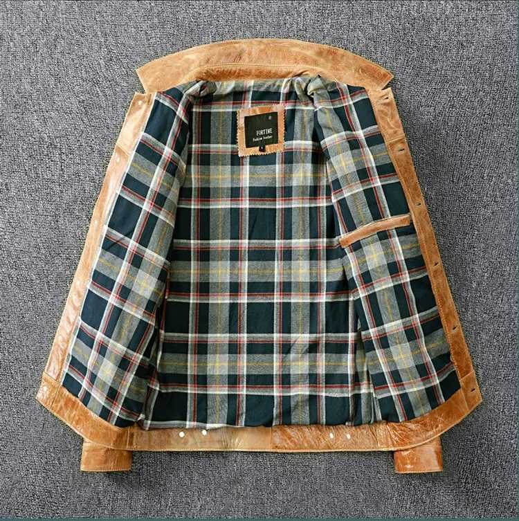 LNY Shop Best.2020 Mens slim fit leather jacket vegetable tanned batik head leather jacket classic 507 style leather jacket X250213