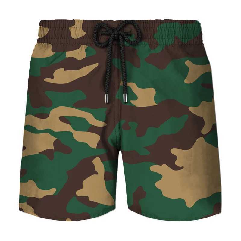 Camouflage Graphic Beach Shorts Men 3D Camo Gothic Skull Printed Swimming Trunks Sohier Army Veteran Military Fashion Short Pants Z260314