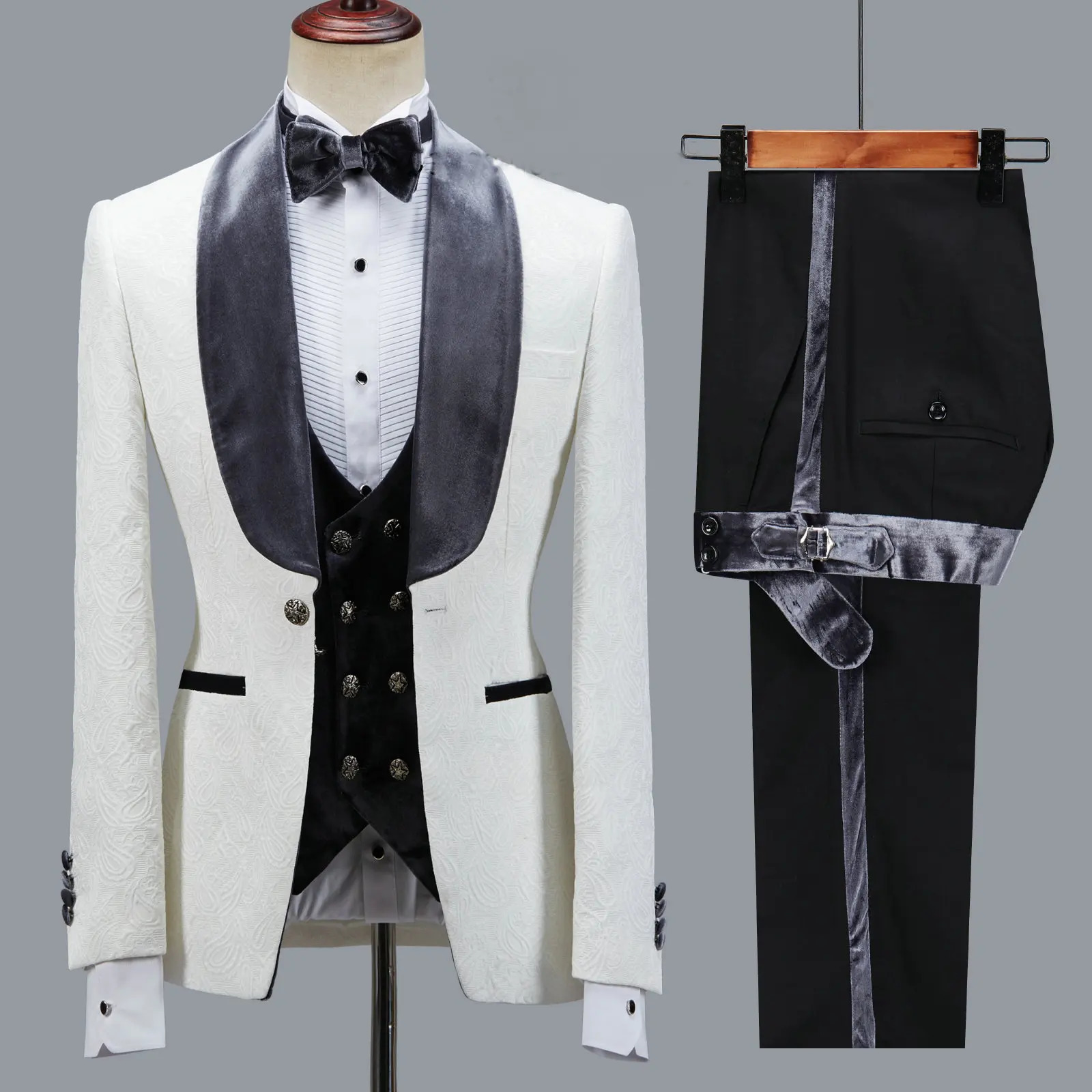 Flower jacket mens set ultra-thin suitable for wedding evening dress navy blue sky goose down lapel grooms party set mens mens jacket 250210