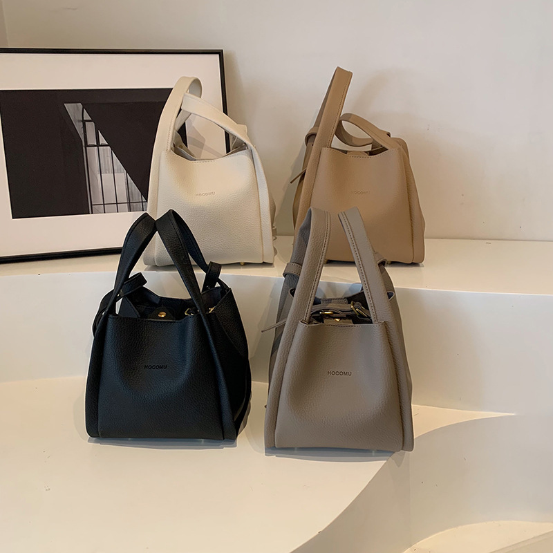 Lychee Pattern Bucket 2025 New Designer Women's Bag Light Luxury Simple Summer Shoulder Bag Two-piece Set Diagonal Cross Bag