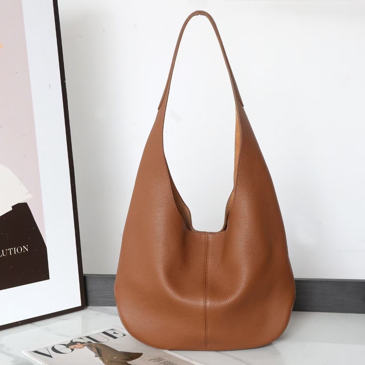 Bag Fashion Autumn And Winter Genuine Leather Shoulder 2024 New Item, High-End Feeling Under The Armpit, Large Tote Bag, Commuting Women's Bag