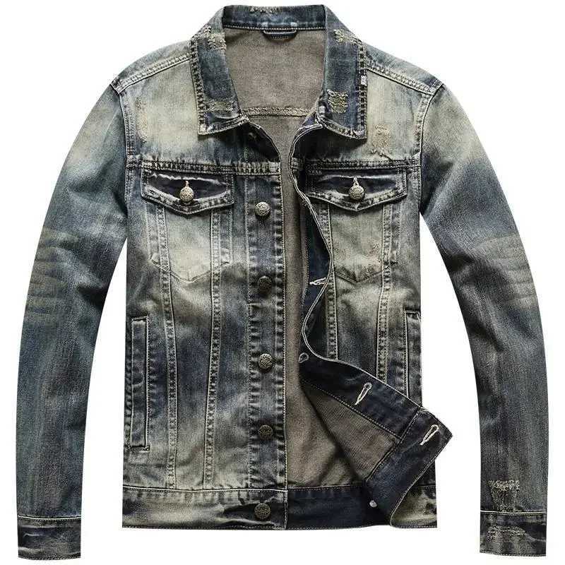 Autumn Cowboy Coat for Men Trendy Vintage Denim Jackets Man Cheap Price Stylish Japanese Retro Korea Aesthetic Low Rock X250213