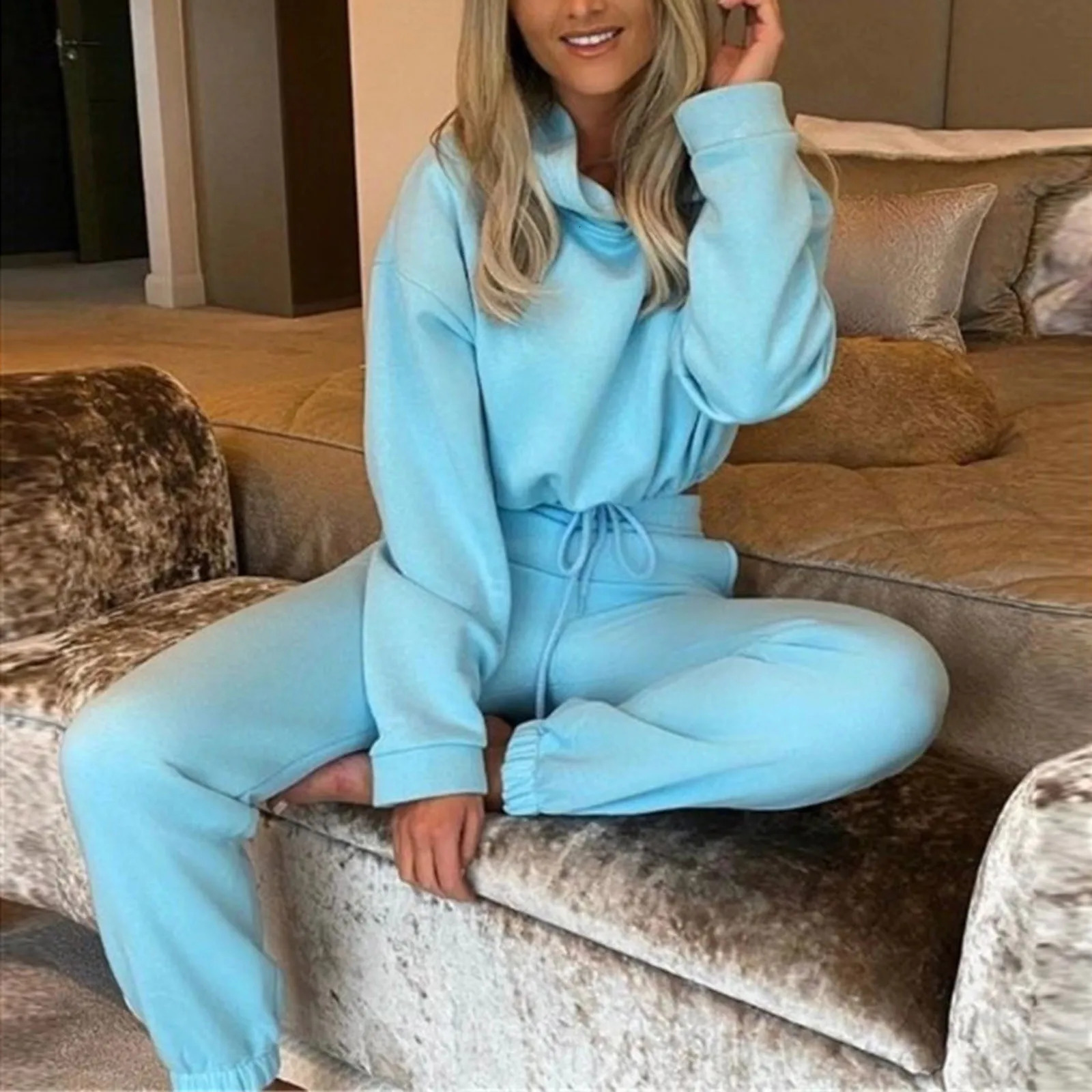 Winter Two Piece Sets Women Tracksuit Oversized Suit 2024 Autumn Trouser Suits Female Sweatshirt Solid Sports Hoodie Sportswear 250213bj C260312