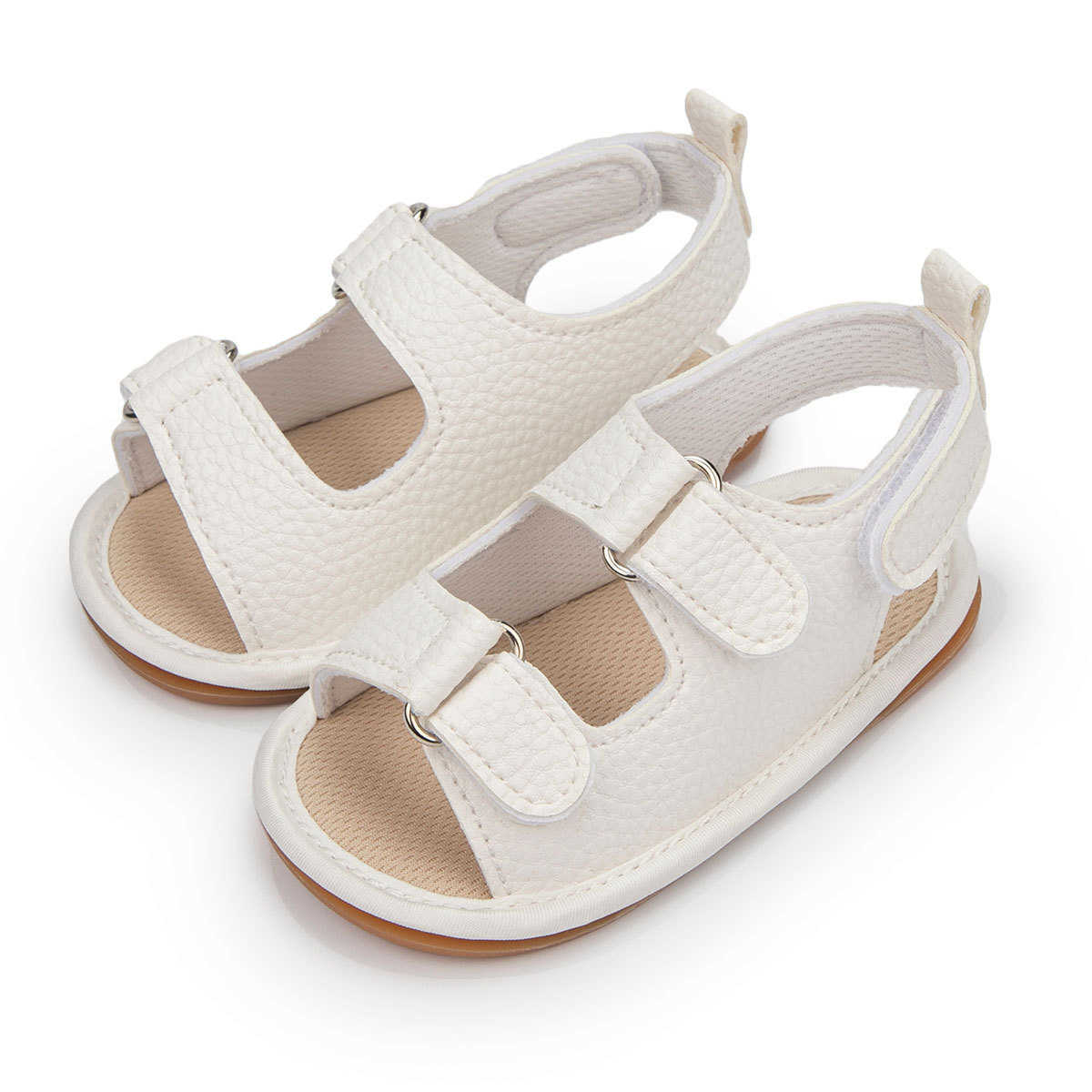 Sandals Summer new style 0-1 year old baby sandals with anti slip rubber sole learning to walk exposed toe Velcro sandals baby shoes H250212