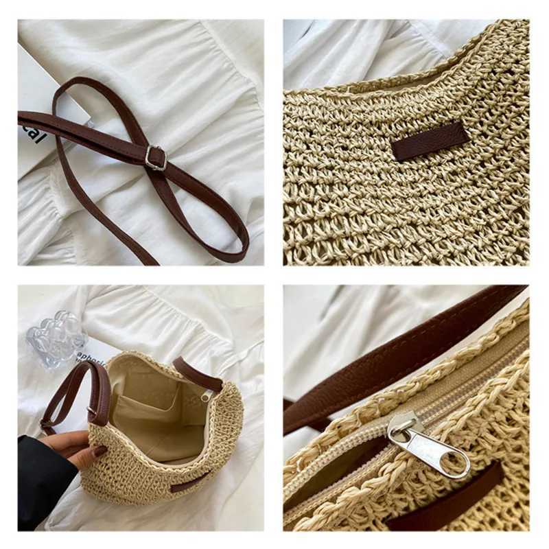 Womens Summer Str Crossbody Bag Wen Beach Holiday Shopping Woven Shoder Handbag Messenger Purses For Wen Bags Y250212