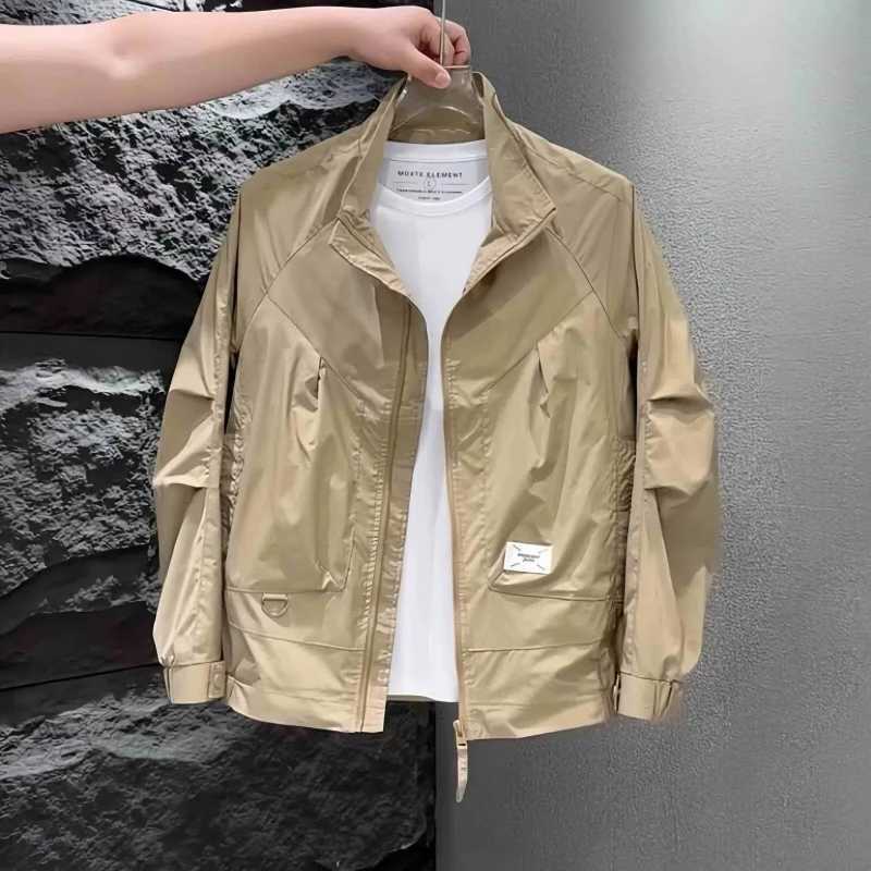 Mens autumn jacket casual simple fashion paradigm stand collar jacket new white jacket X250213
