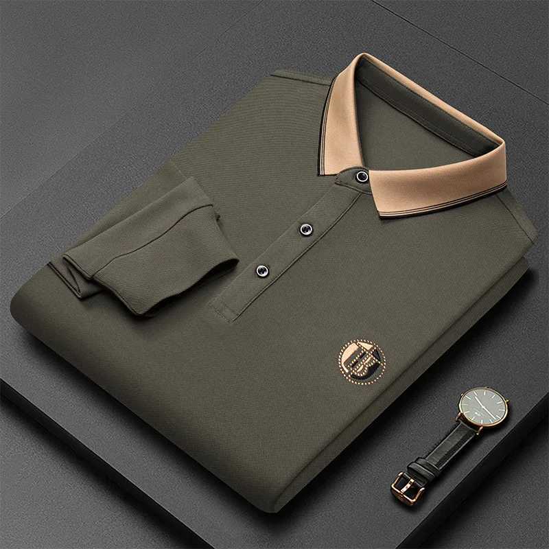 2024 Autumn/Winter New Large Sleeve Mens Embroidered Luxury Polo Shirt Mens Turtleneck Loose Sweater M-4xl X250213