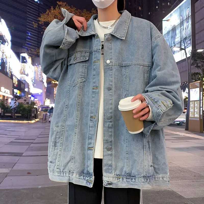 Denim Jacket Mens High Street Trendy Brand Loose Workwea Casual Versatile Lapel Couple Tops X250213