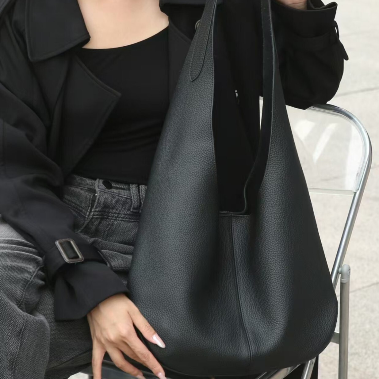 Bag Fashion Autumn And Winter Genuine Leather Shoulder 2024 New Item, High-End Feeling Under The Armpit, Large Tote Bag, Commuting Women's Bag