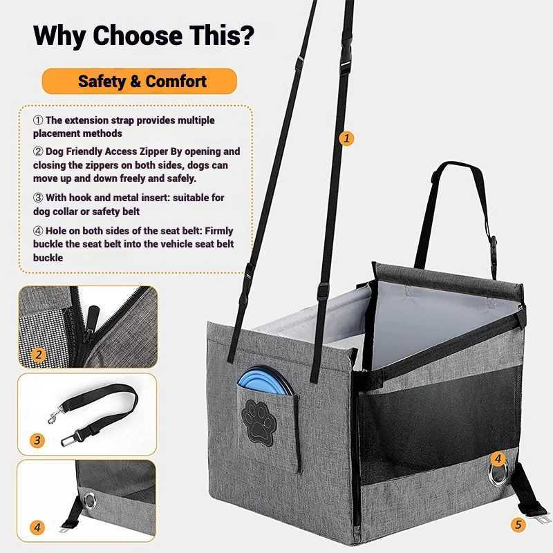 Dog Car Seat Covers Car Pet Seat Stable Carriers Dog Accessories Safe Portable Puppy Travel Baskets Mesh Protector Waterproof Outdoor Pet Supplies H25