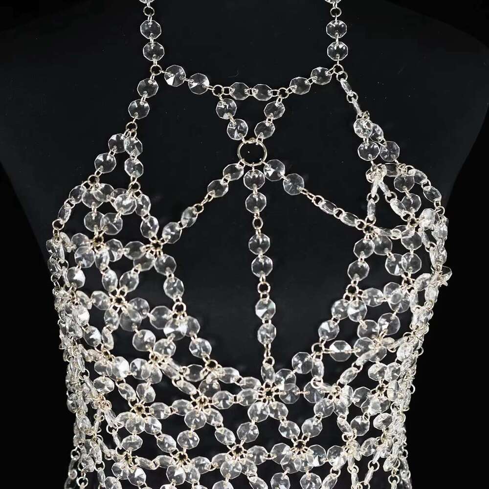 Sexy Body Jewelry Bikini Crystal Tassels Chest Party Waistcoat Makeup Dance Lumbar Chain Underpants Bra Beach Dress