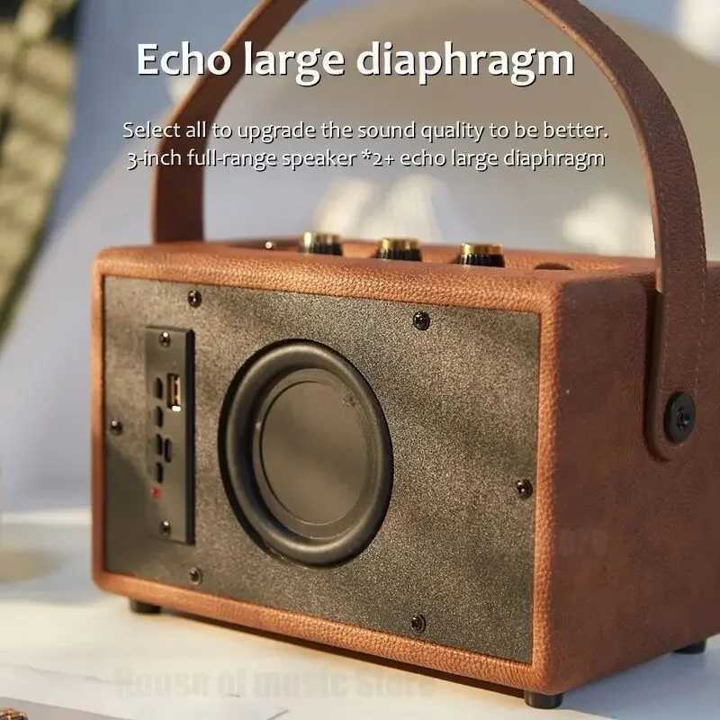 30W portable retro wood PU outdoor home music Altavoz high-power wireless speaker USB card reader AUX Caixa De Som Z250304