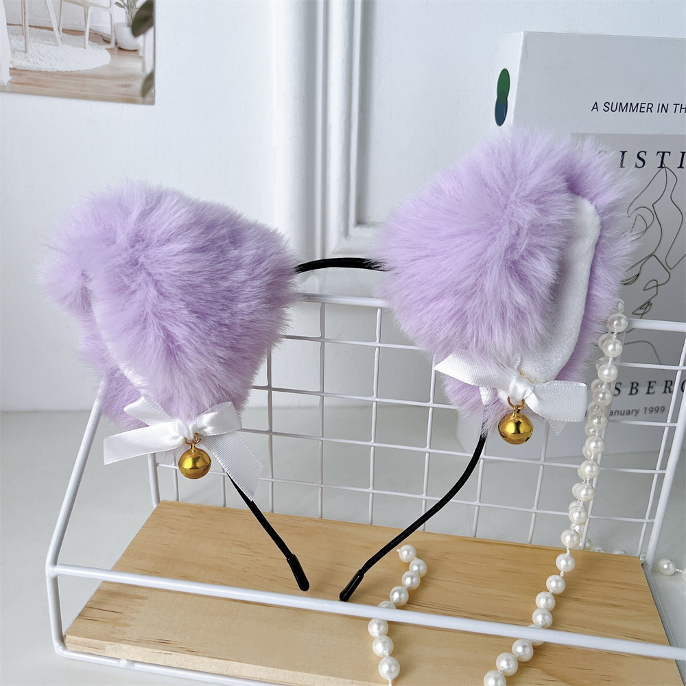 Cute Furry Cat Ear Headband with Bell for Fall Winter - Anime Character Cosplay Accessory
