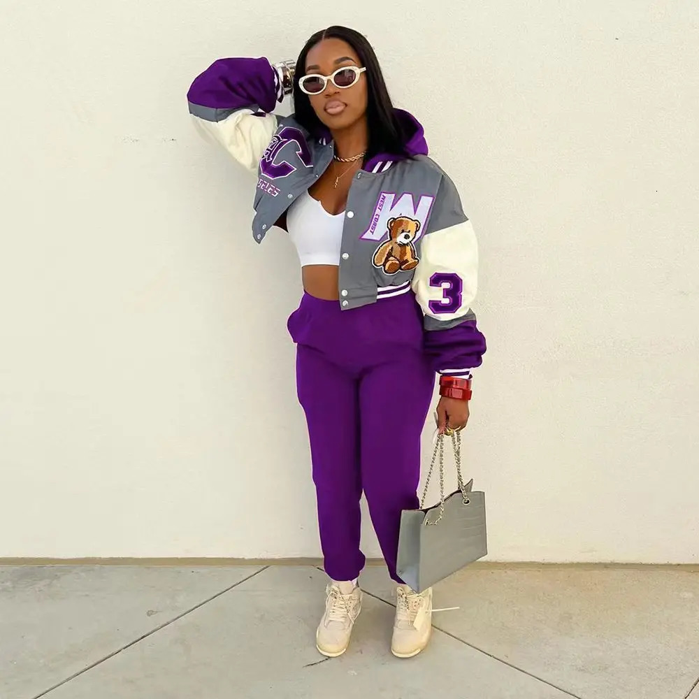 Stylish Casual Baseball Cap Pocket Printed Jacket Harajuk Hip Hop Streetwear Baseball Uniform Jacket Women 250213