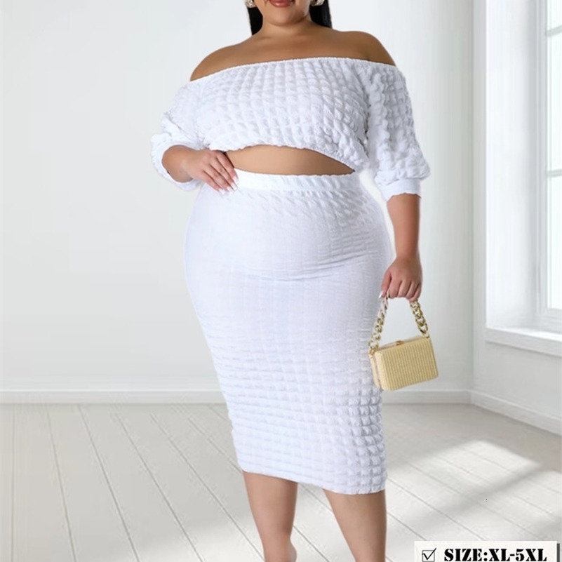 Wmstar Plus Size Dress Sets Clothing Two Piece Set Crop Office Top Skirts Summer In Outfits Wholesale Drop y250122