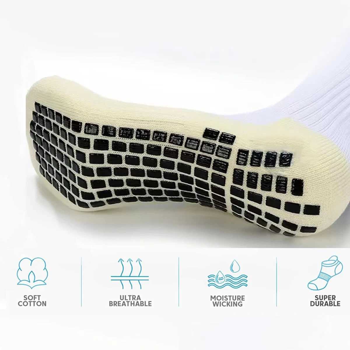 2 Pairs Non Slip Football Socks+2 Pairs Knee Pads Calf Sleeves Men Women Breathable Running Soccer Cycling Sports SocksXJ250213