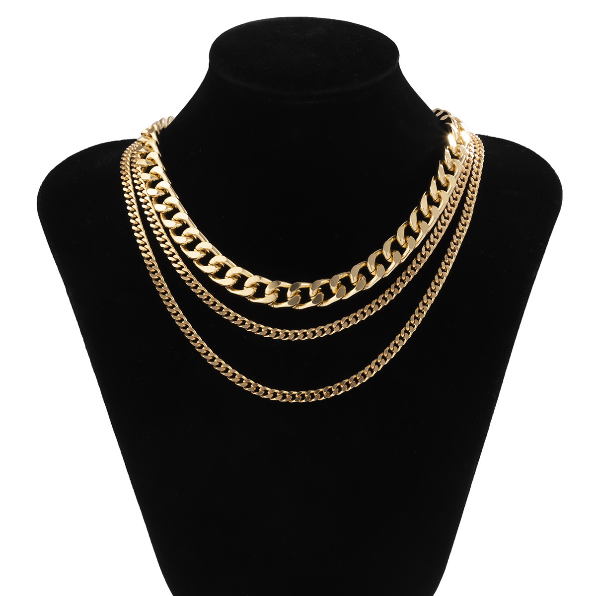 fashion Woman Punk metal cross chain set geometric tassel sweet cool necklace for women