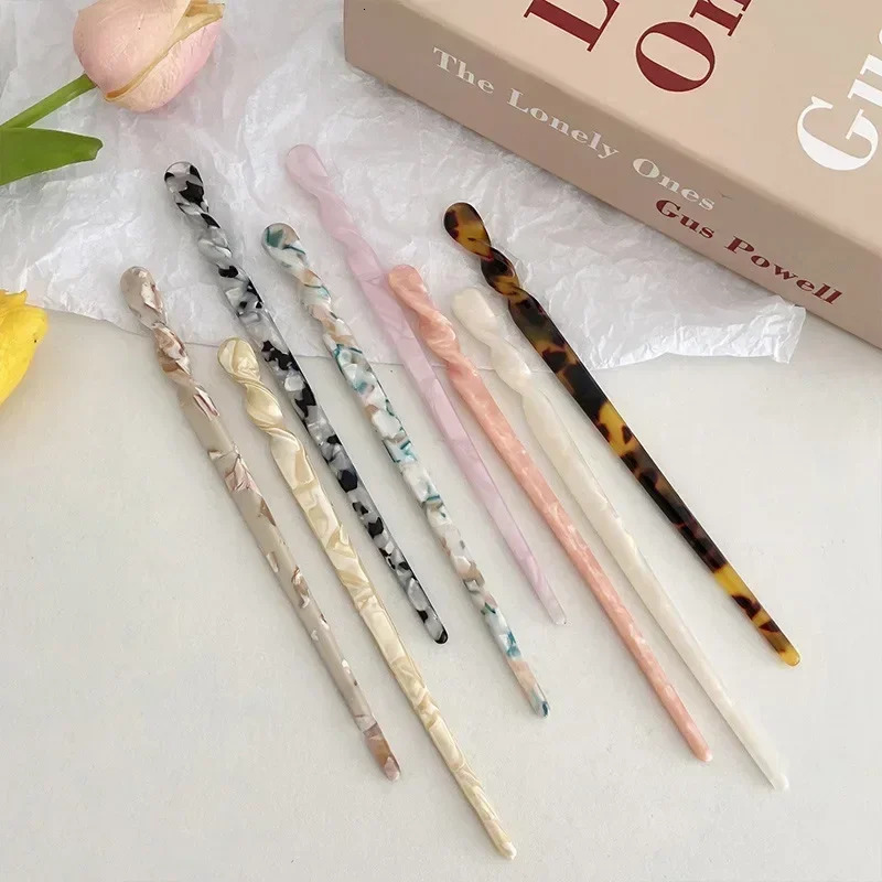 Chinese Style Hair Stick Resin Womens Retro Hanfu Headwear Marble Patterned Hairpin Accessories 250117