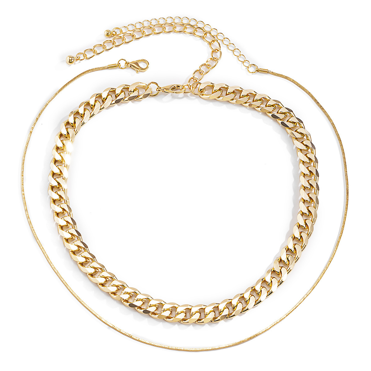 fashion Woman Jewelry niche design, geometric necklace, simple and personalized snake bone chain, double-layer neck chain
