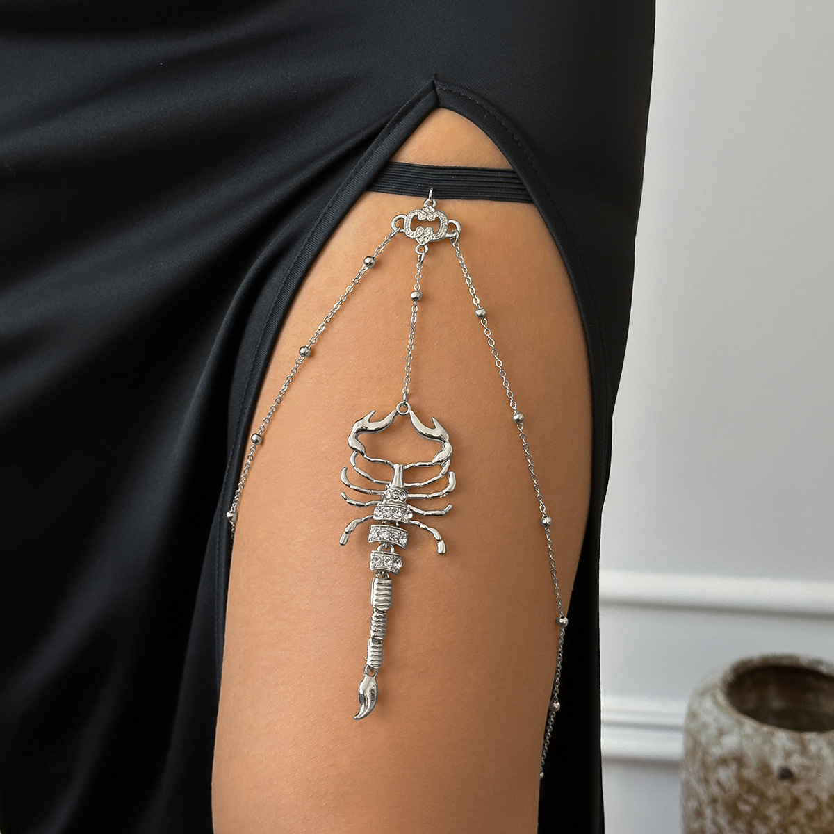 Woman Jewelry metal iron tassel chain dark black niche opening snake scorpion bracelet arm fashion ring