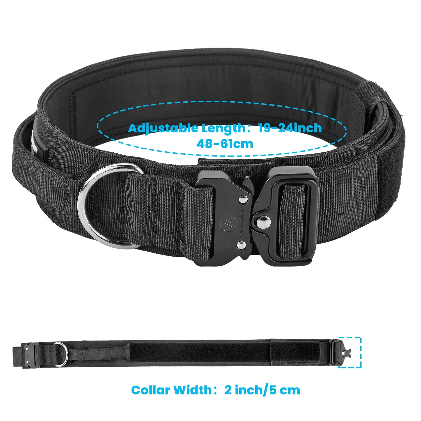 2inch Tactical Dog Collar Soft Padding Handle Metal Buckle Quick Release Nylon Durable Comfortable Big Large Dog Collar 250213