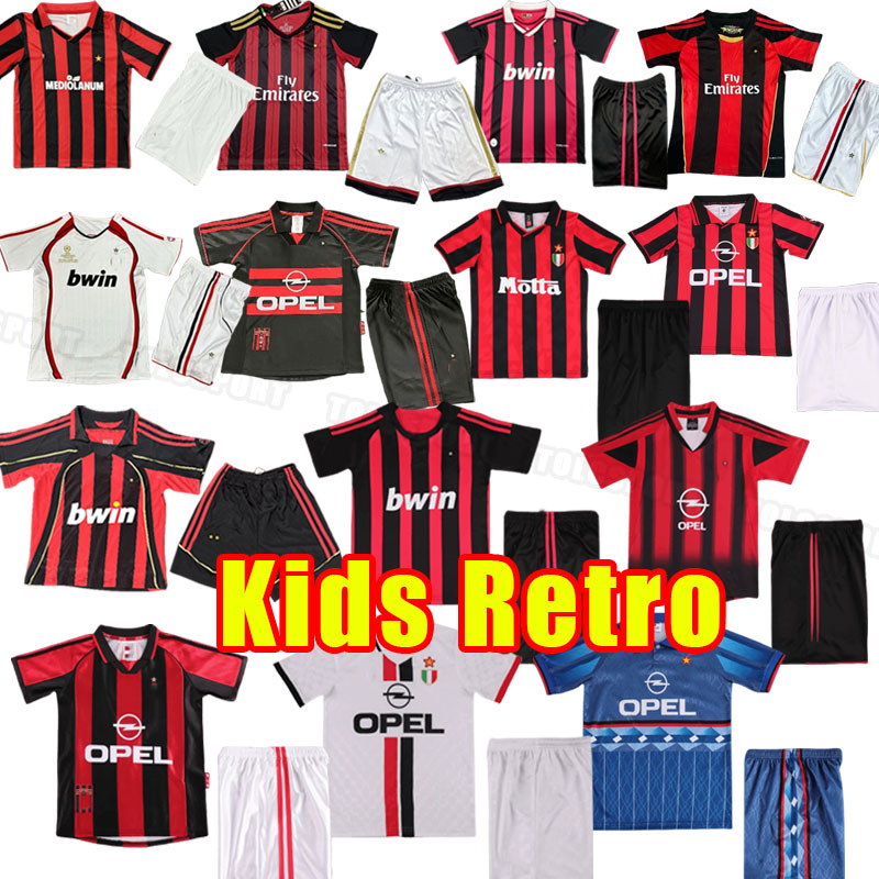 AC Kids Retro shirts Gullit SOCCER JERSEYS Maldini Van Basten KAKA Inzaghi Rivaldo SHEVCHENKO Baresi Nesta Seedorf MiLaN Child Size 13 14 98 99 90 91 08 09 96 97 2006 2007