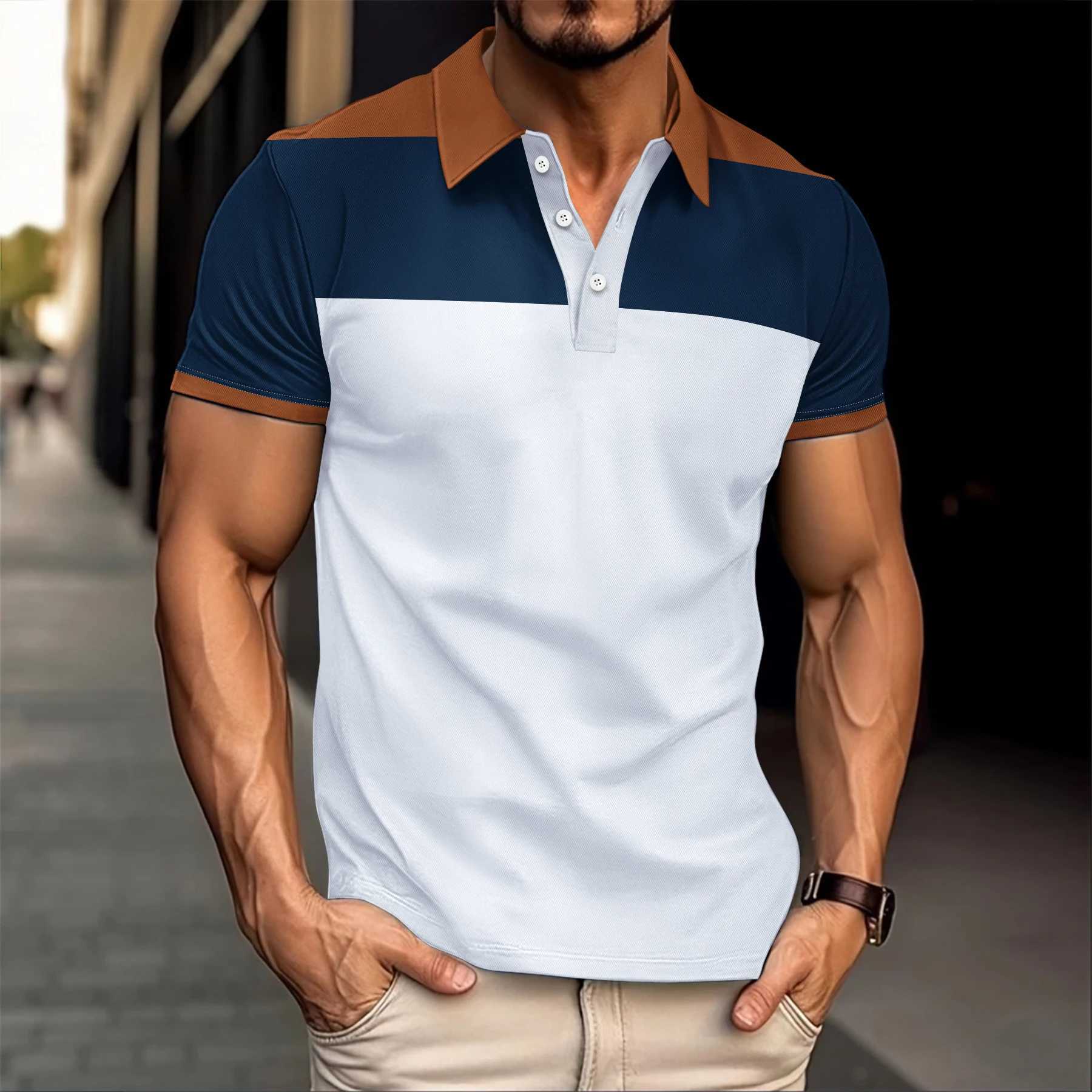 Mens Casual Business Fashion Sports Breathable Lapel Polo Shirt Summer Business Casual outing Mens Short Sleeve X250213