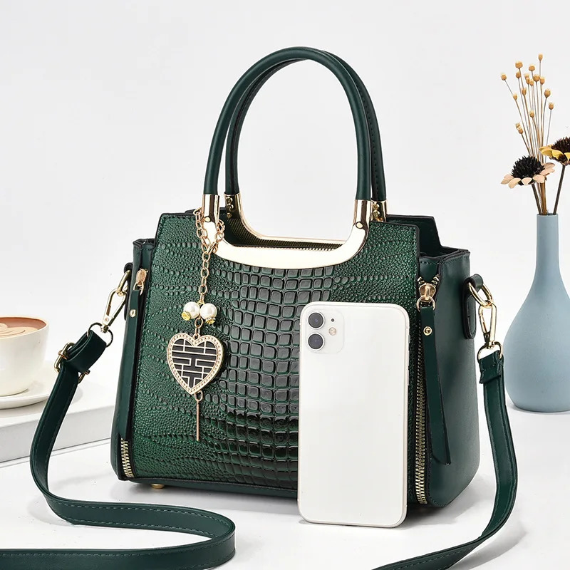 Glossy Pattern Handbag Womens Top Handle Satchel Purse Fashion Crossbody Bag With Tassel Pendant 250207
