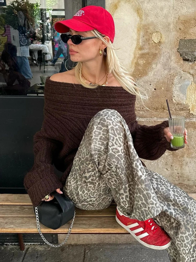 Tossy Off-Shoulder Solid Knit Sweater Women Casual Loose Long Sleeve Patchwork Oversized Sweater Slim Fashion Pullover Female 250210