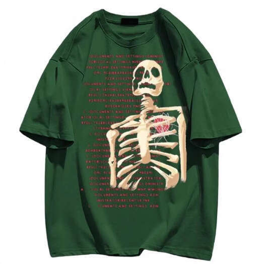 Loose casual versatile personalized street fashion printed skull loose T-shirt