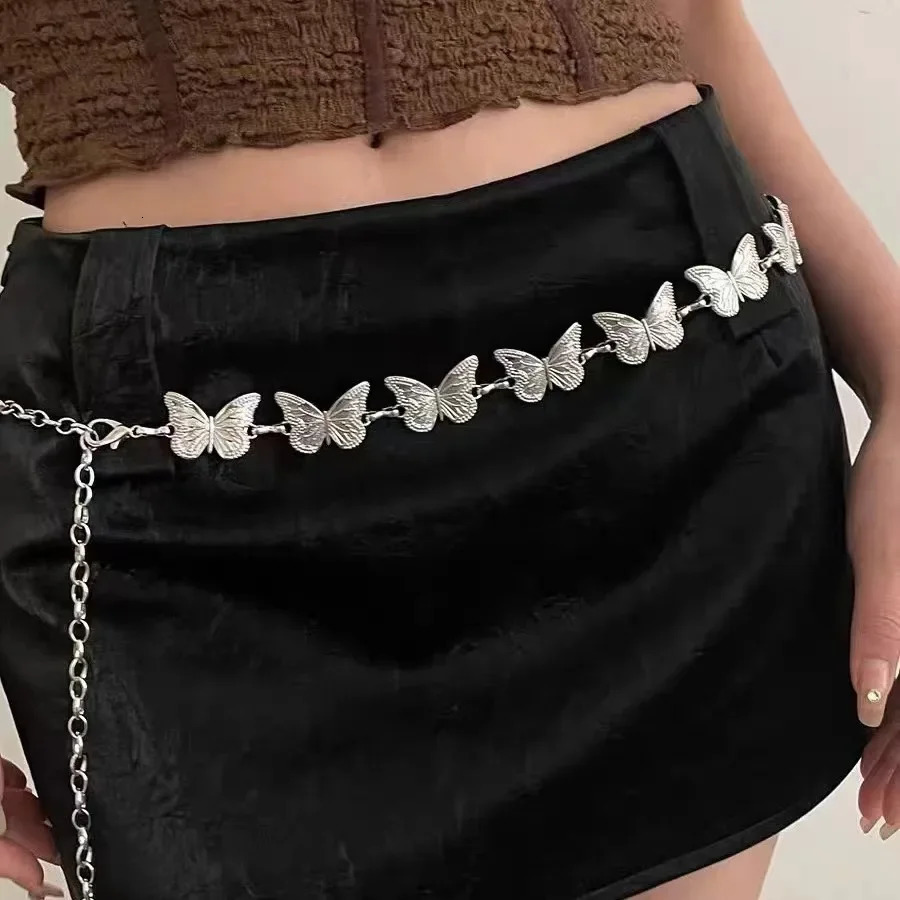 Fashion Butterfly Waist Chains Belt Adjustable Punk Metal Belts for Women Sweet High Quality Y2k Harajuku 250114