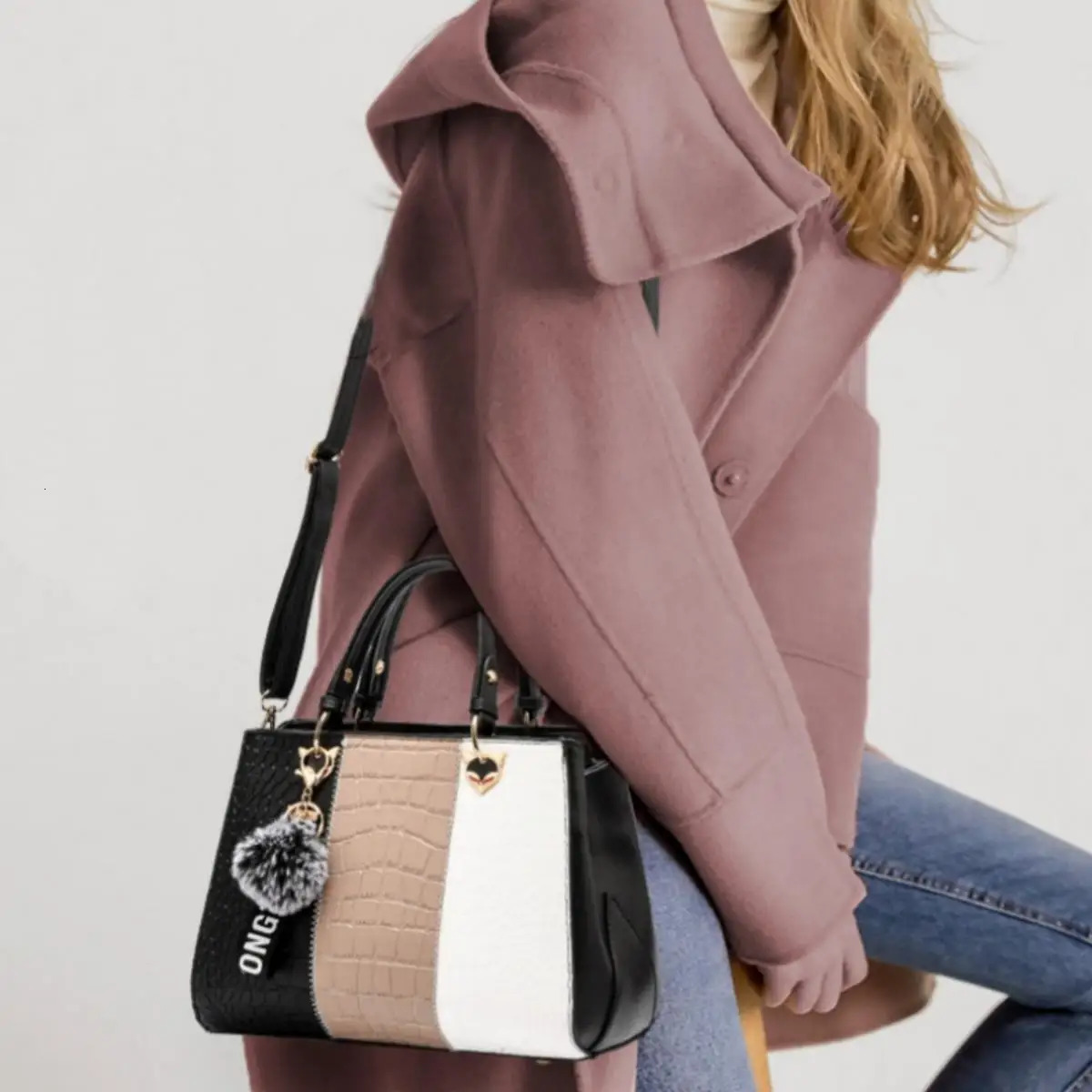Womens Stone Pattern Handbag Large Capacity Fashion Simple Shoulder Crossbody Bag 250207