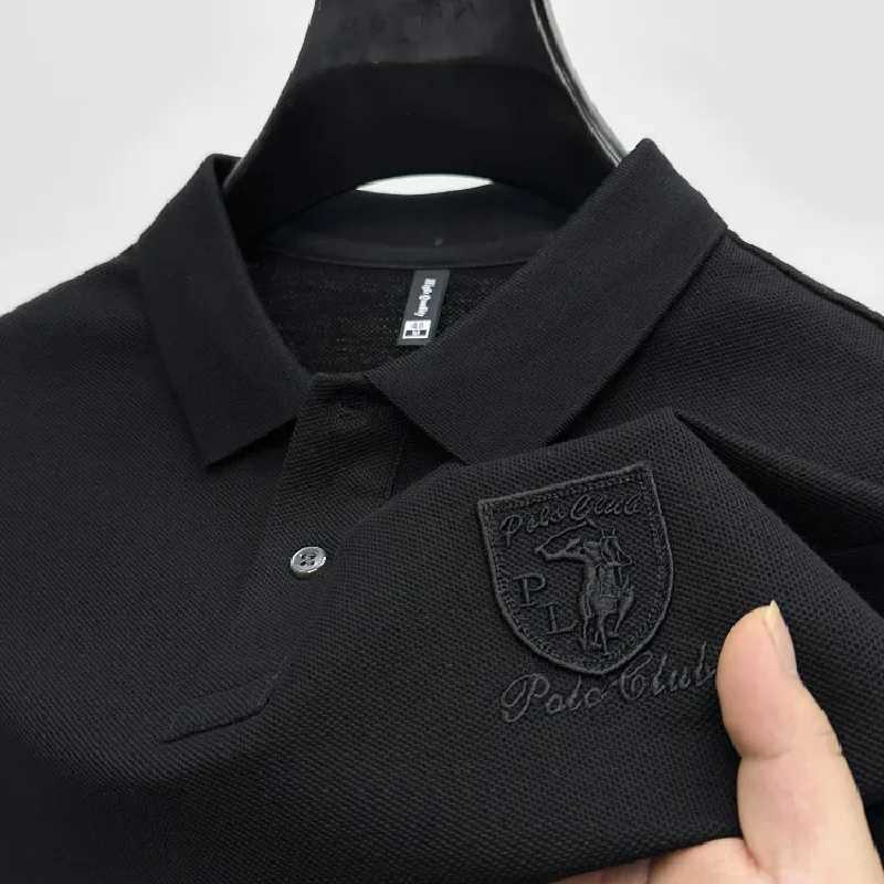 Light Luxury brand lapel mens short sleeved high-quality summer clothing fashionable shield embroidery mens T-shirt fashionable polo shirt X250213
