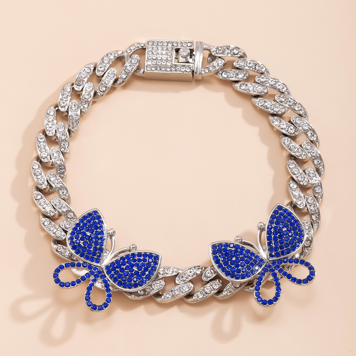 Woman fashion Creative jewelry temperament Cuban buckle butterfly anklet hip-hop trend exaggerated dia embellishments