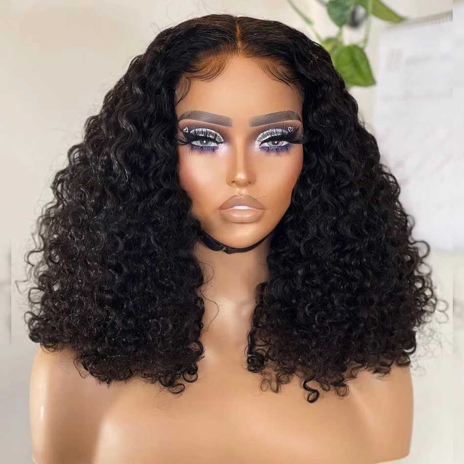 Brazilian Loose Deep Water Wave 13x4 Lace Frontal Human Hair Wigs Transparent 4x4 Curly Short Bob Wig 200% Density 12 14 16 InchXJ250213