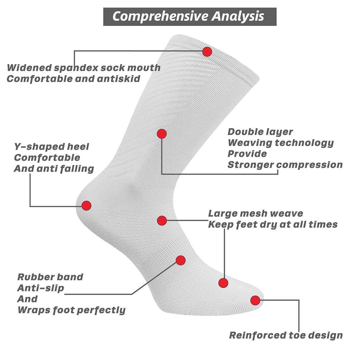 4 Pairs of Men and Womens Compression Sports Socks for Running Cycling Climbing Walking and HikingXJ250213