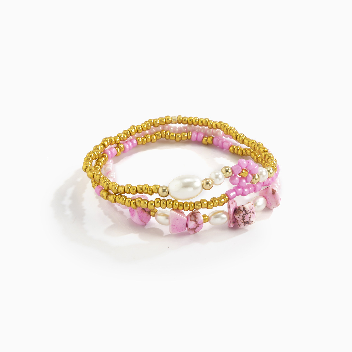 fashion Jewelry minimalist splicing rice bead bracelet, female ethnic style small daisy imitation designer pearl bracelet