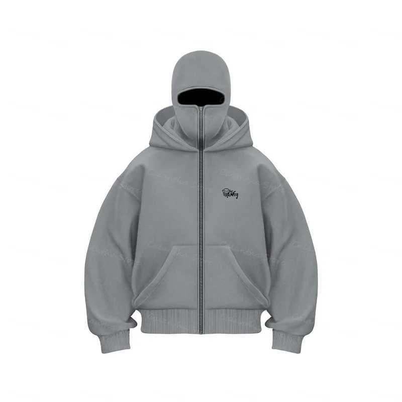 Mens Winter Hoodie with Balaclava Face Mask Zipper Design Sports Jacket for Outdoor Activities Hiking Travel Running SweatshirtC250213