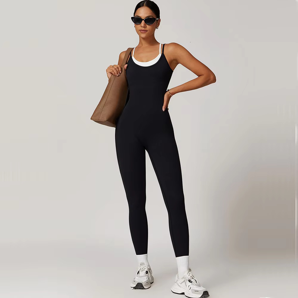 Color Blocked Gym Set Yoga Suit Back Cross Sportswear Women Sports Jumpsuit Fiess Rompers Workout Bodysuits