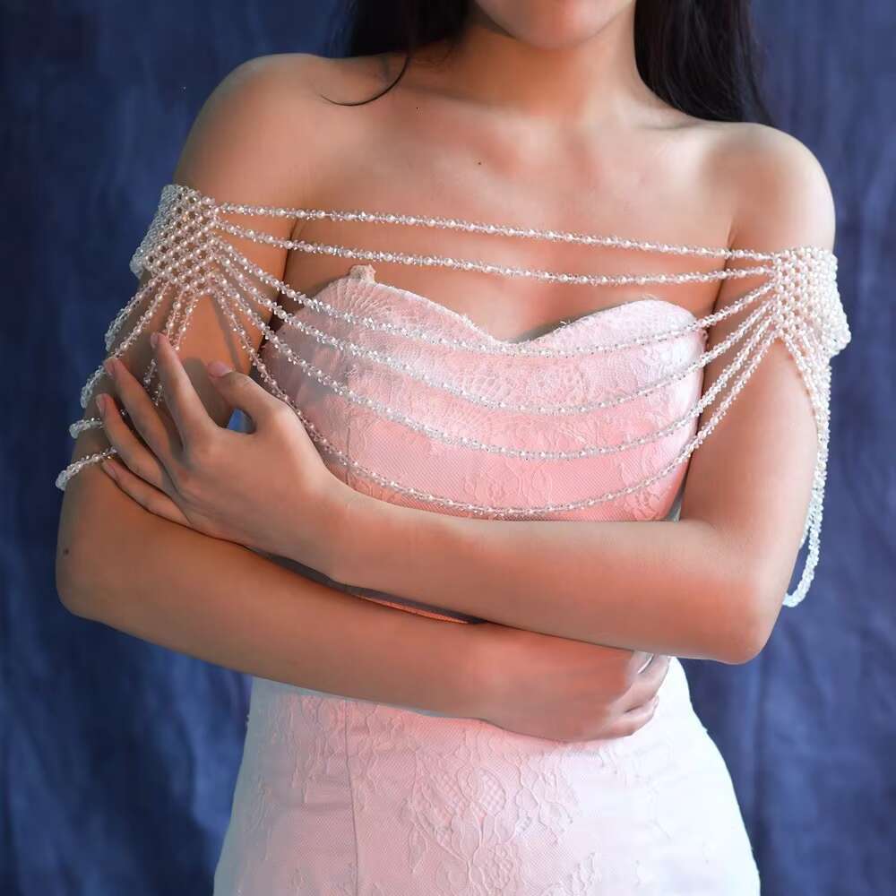 Jewelry Handmade Pearl Sexy Bra Fashion Chest Bikini Underwear Party Body Chain Bridal Shawl Ornaments