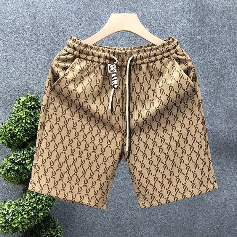 High-end fashion shorts men's summer fashion brand all-in-one pants 2025 new men's beach leisure flower pants