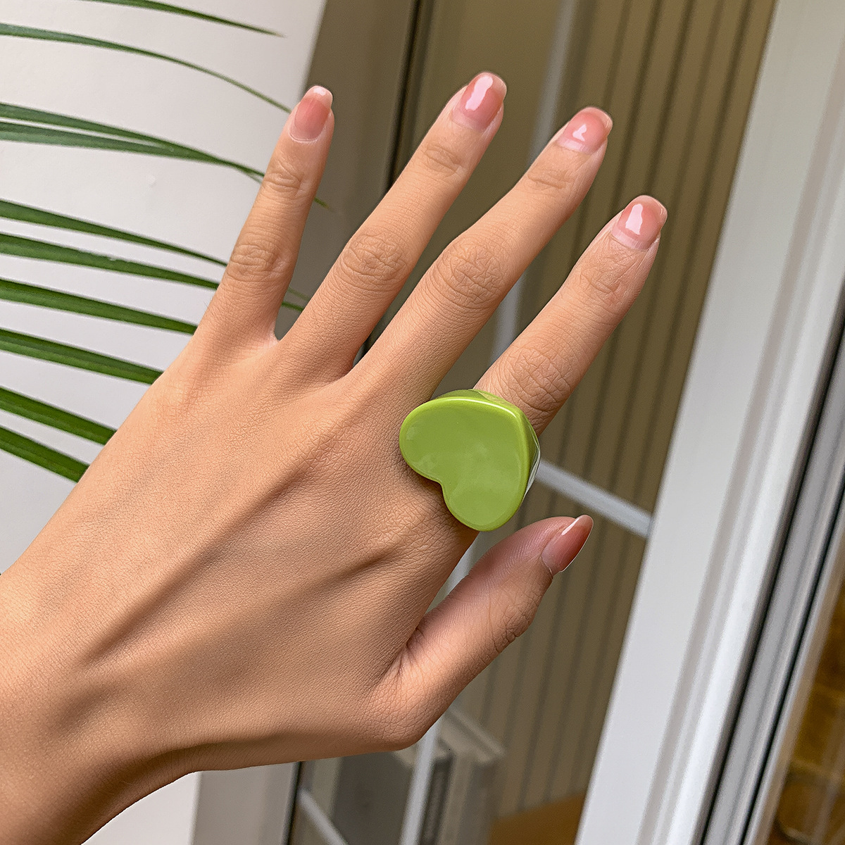 fashion Jewelry Heart shaped Candy Color Wide Edge Simple designer Plain Colorful Love Ring