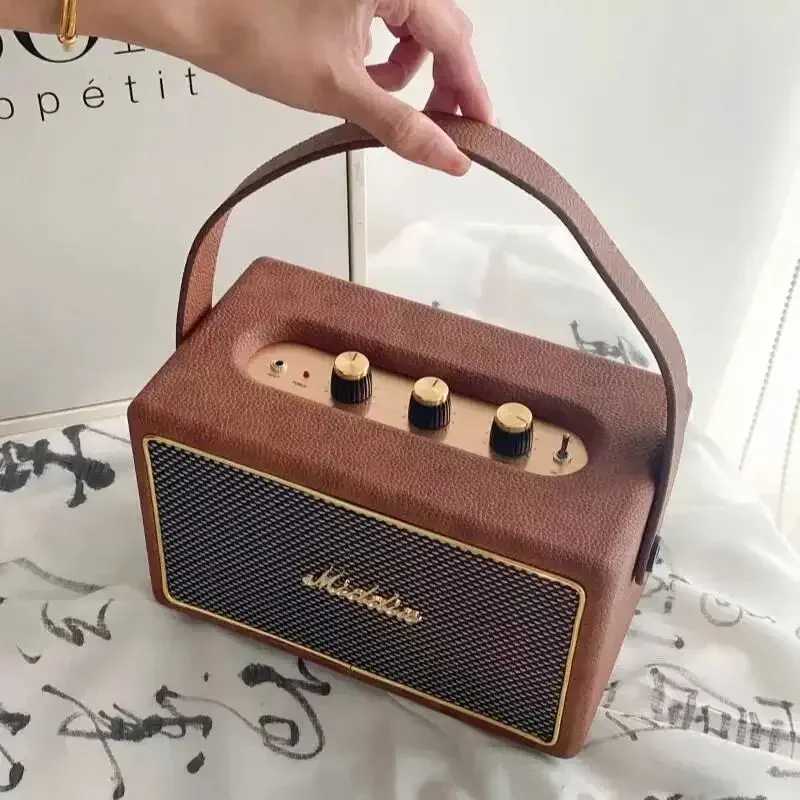 30W portable retro wood PU outdoor home music Altavoz high-power wireless speaker USB card reader AUX Caixa De Som Z250304