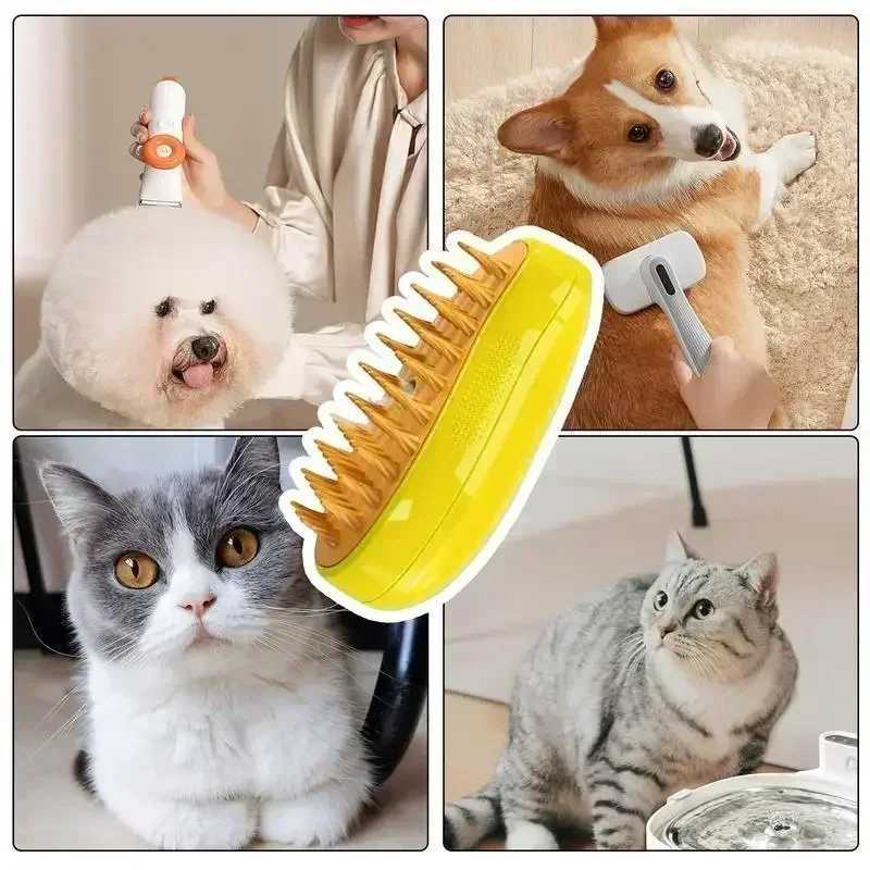 Others Dog Grooming Cat Steam Brush Steamy Dog Brush 3 in 1 Electric Spray Cat Hair Brushes for Massage Pet Grooming Comb Hair Removal Combs H250212