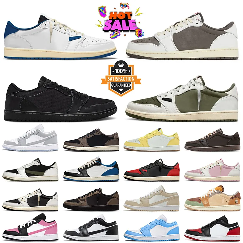 New Low Basketball Shoes Reverse Mocha Sail Black Military Blue Canary Shy Pink Medium Olive Veet Brown Sneakers Womens Mens Trainers Big Wolf Grey Size 36-47